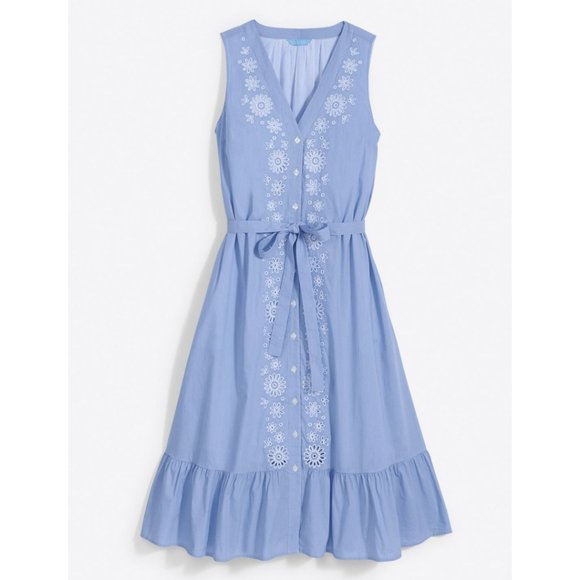 Draper James Dresses Draper James Patio Embroidered Blue Shirtdress